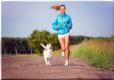 Dogs like to jog with their mistress or master.