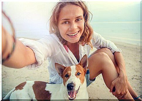 Good dog photos: selfie on the beach